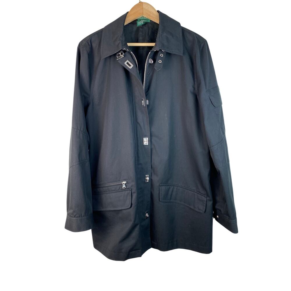Lauren Ralph Lauren Exclusive Women's XL Black Full Zip Lined Clasp Button Coat*
